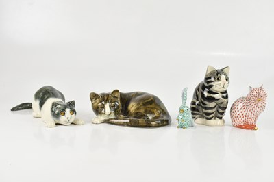 Lot 1766 - HEREND; a model of a seated cat, a lop eared...