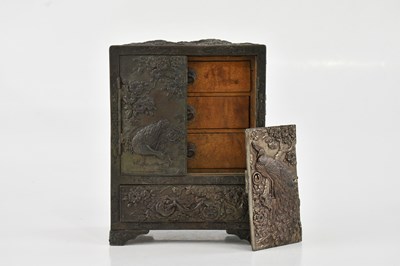 Lot 1690 - A Japanese bronzed metal jewellery casket, the...
