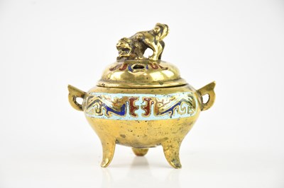Lot 1692 - A Japanese enamel on brass koro and cover,...