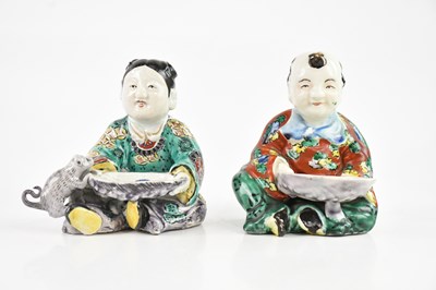 Lot 1693 - A pair of Japanese Famille Rose salt cellars...