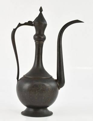 Lot 1722 - An Eastern inlaid metal coffee pot, with...