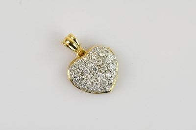 Lot 2156 - An 18ct yellow gold heart shaped diamond set...