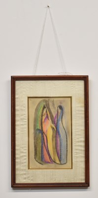 Lot 22 - UNATTRIBUTED; pastel, abstract drawing, two...