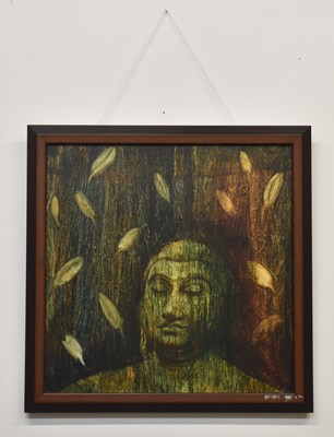 Lot 63 - CHARAN SHARMA (born 1950); an acrylic on...