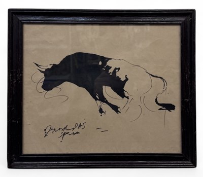 Lot 79 - SUNIL DAS (1939-2015); a sketch of a bull,...