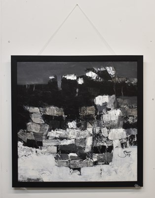Lot 72 - UNATTRIBUTED; an oil on canvas, black and...