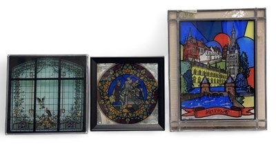 Lot 104 - Three stained glass panels, including...