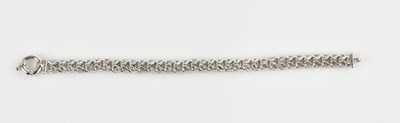 Lot 1217 - A 9ct white gold fine flat link bracelet,...
