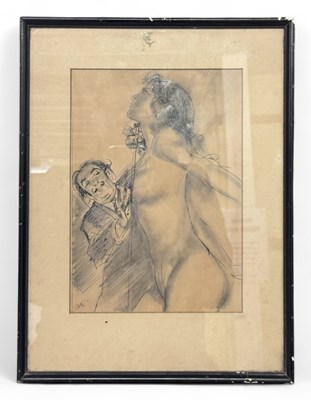 Lot 83 - UNATTRIBUTED; an ink drawing, 'Nude...