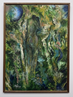 Lot 80 - UNATTRIBUTED; oil on board, couple in...
