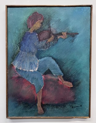 Lot 70 - RAMNAYAK VARMA; oil on canvas, abstract study...