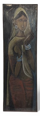 Lot 66 - M. SIVANESAN (1940-2015); a rectangular oil on...