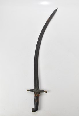 Lot 1262 - A Persian shamshir, with wooden handle, length...