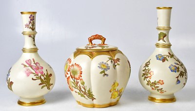 Lot 110 - ROYAL WORCESTER; a pair of ivory Islamic...