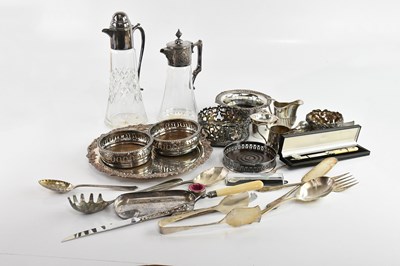 Lot 1443 - A collection of assorted silver plate,...
