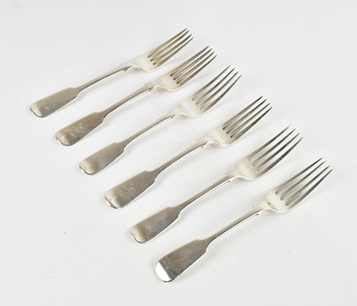 Lot 148 - Six 19th century hallmarked silver Fiddle...