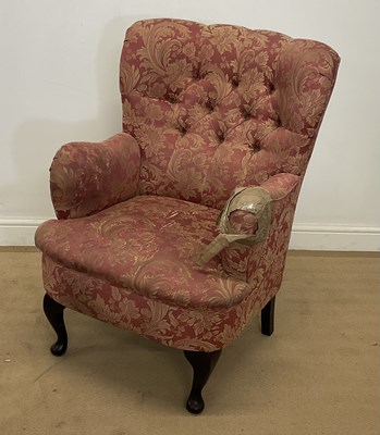 Lot 967 - A Victorian upholstered button back armchair,...