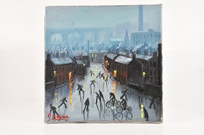 Lot 1289 - JAMES DOWNIE; oil on canvas, 'Factory Town',...