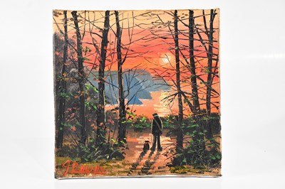 Lot 1274 - JAMES DOWNIE; oil on canvas, sunset scene,...