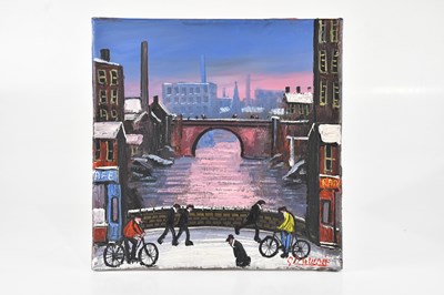 Lot 1275 - JAMES DOWNIE; oil on canvas, 'The Bridge',...