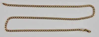 Lot 1382 - A 9ct yellow gold flat curb necklace, length...