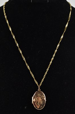 Lot 1389 - A 9ct yellow gold dainty necklace, length 46cm,...