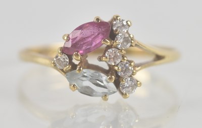 Lot 1362 - A 9ct yellow gold contemporary dress ring with...
