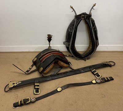 Lot 14 - Shire horse leather and brass items, to...
