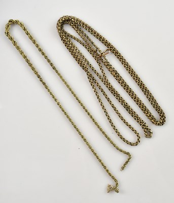 Lot 2236 - Two gold-plated necklaces, including a...
