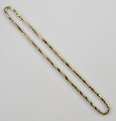 Lot 2237 - A yellow-metal box-link necklace, length 450mm,...