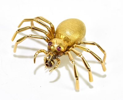 Lot 1411 - A yellow metal brooch in the form of a spider,...