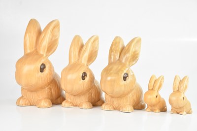 Lot 1346 - SYLVAC; a collection of five rabbits, height...