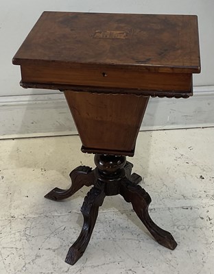 Lot 2050 - A 19th century walnut sewing table, height...