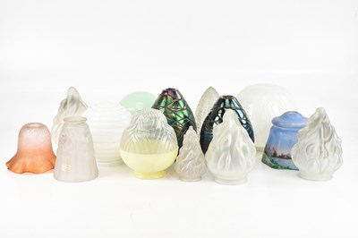 Lot 1425 - Nine Art Deco and later glass lightshades...