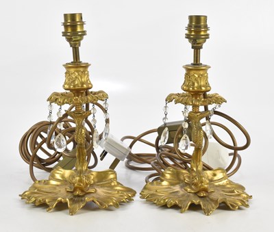 Lot 1386 - A pair of ormolu candlesticks converted to...