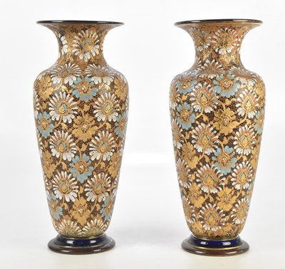 Lot 1027 - ROYAL DOULTON; a pair of Artware vases with...