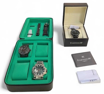 Lot 1649 - EARNSHAW; a boxed gentleman's stainless steel...