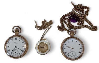 Lot 1653 - Two open face pocket watches with white enamel...