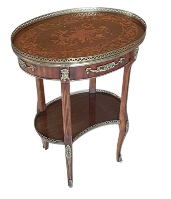 Lot 2134 - A reproduction French style inlaid oval side...
