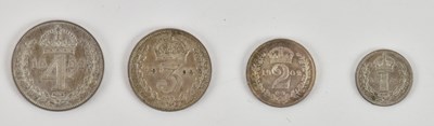 Lot 1558 - An Edward VII 1902 four coin Maundy set...