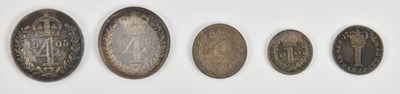 Lot 1574 - Mixed Maundy coins, comprising 1p 1772 and...
