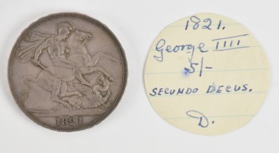 Lot 1595 - A George IV 1821 silver crown, first bust,...