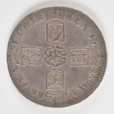 Lot 1568 - A William III 1696 silver crown, standard...
