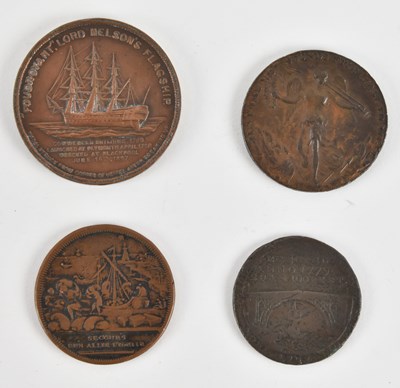 Lot 1596 - Four historical brass and copper medallions...