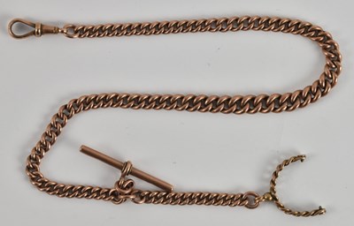 Lot 1277 - A 9ct rose gold watch chain of graduated...