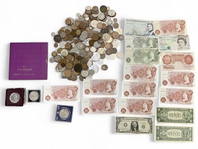 Lot 1582 - A quantity of mixed, mostly UK coins,...