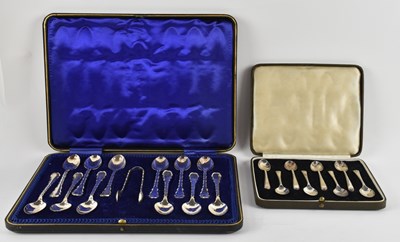Lot 1237 - Two hallmarked silver cased spoon sets...