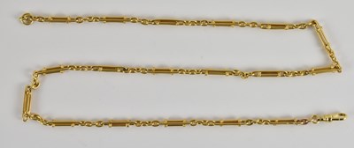Lot 1365 - An 18ct yellow gold long link Albert chain,...
