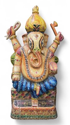 Lot 106 - A large Indian carved wooden painted figure of...