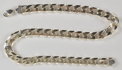 Lot 1394 - A 925 silver flat Cuban link necklace, length...